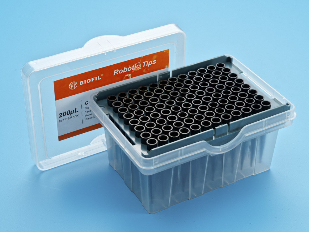 Наконечники для роботизированных станций TECAN, 200 мкл, с фильтром, 96 штук в штативе